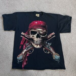 Vintage The Mountain Pirate Skull Long Sleeve Shirt Mens L Black David Penfound